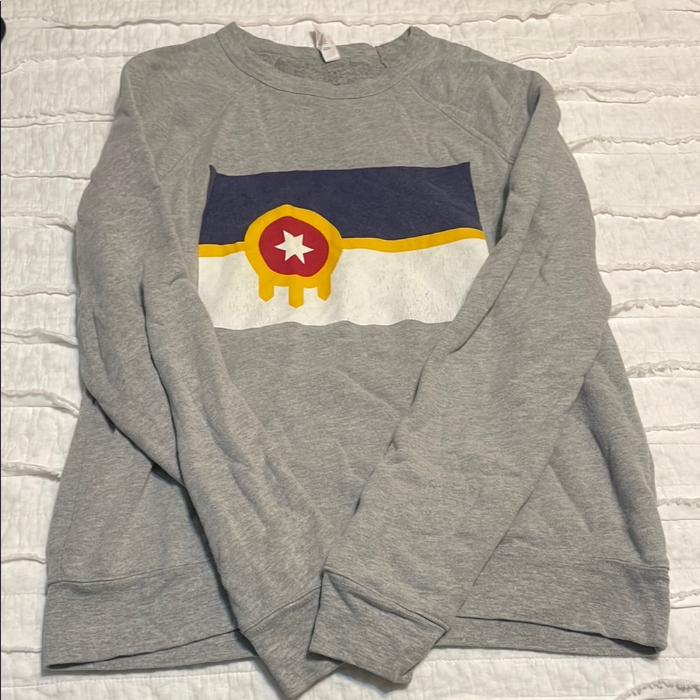 Tulsa flag Gray Fleece Sweatshirt